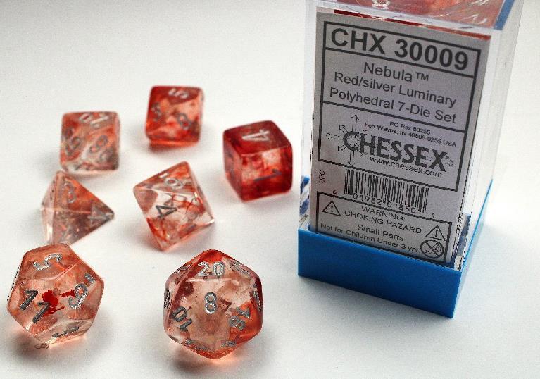 Chessex: Red w/ Silver Nebula - Polyhedral Dice Set (7) - CHX30009