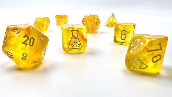 Chessex: Borealis Luminary - Canary Yellow w/ White Lab Polyhedral Dice Set (7) (CHX30053) 