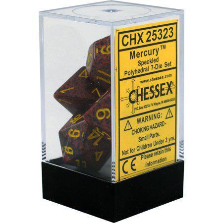 Chessex: Speckled Mercury Red w/ Gold - Polyhedral Dice Set (7) - CHX25323