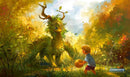 GamerMats: 'Dragon, Ball, and Boy' 14"x24"&1/8" Stitched Gaming Playmat 