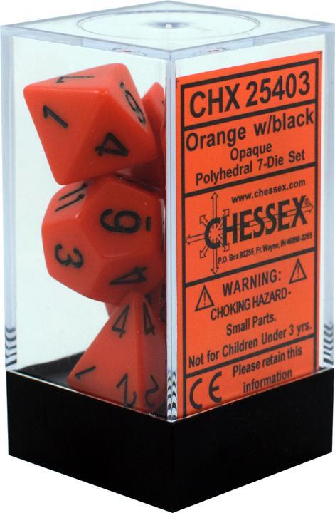 Chessex: Opaque Orange w/ Black - Polyhedral Dice Set (7) - CHX25403