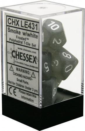 Chessex: Frosted Smoke w/ White - Polyhedral Dice Set (7) - CHXLE431
