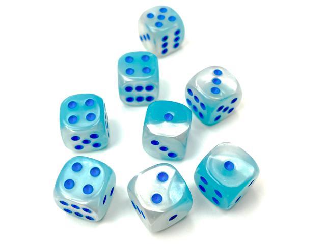 Chessex: Gemini Pearl Turquoise and White w/ Blue Luminary - 12mm d6 Dice Set (36) - CHX26865 