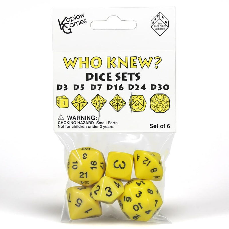 Who Knew? Dice Sets - Yellow w/ Black