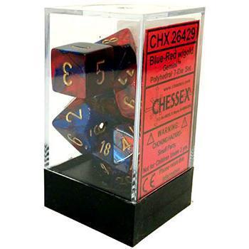 Chessex: Gemini Blue and Red w/ Gold - Polyhedral Dice Set (7) - CHX26429