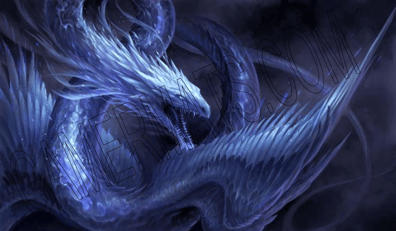 GamerMats: 'Blue Crystal Dragon' 14"x24"&1/8" Stitched Gaming Playmat 