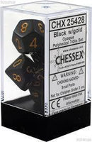Chessex: Opaque Black w/ Gold - Polyhedral Dice Set (7) - CHX25428