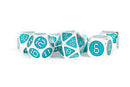Metallic Dice Games: Teal Enamel w/ Digital Numbers Metal 16mm - Polyhedral Dice Set (7)