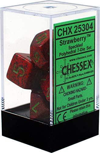 Chessex: Speckled Strawberry Red w/ Green - Polyhedral Dice Set (7) - CHX25304