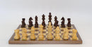 Walnut Stained German Chessmen on Walnut/Maple Basic Chess Board