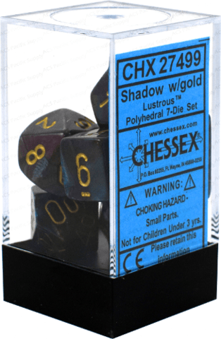 Chessex: Lustrous Shadow w/ Gold - Polyhedral Dice Set (7) - CHX27499