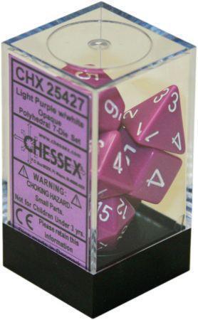 Chessex: Opaque Light Purple w/ White - Polyhedral Dice Set (7) - CHX25427