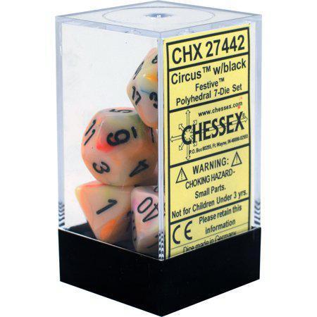 Chessex: Festive Circus w/ Black - Polyhedral Dice Set (7) - CHX27442