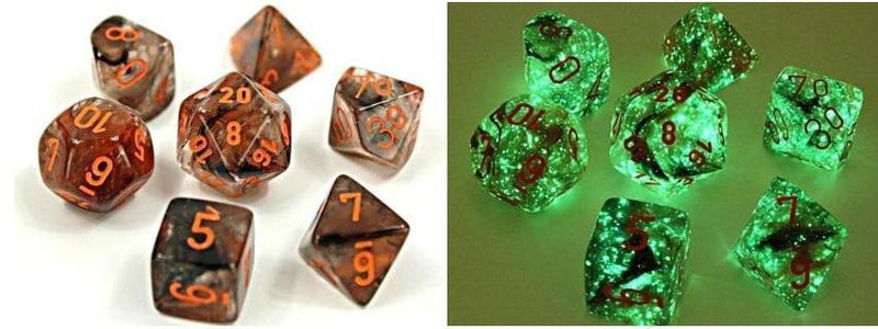 Chessex: Nebula Copper Matrix Orange - Polyhedral Dice Set (7) - CHX30040U