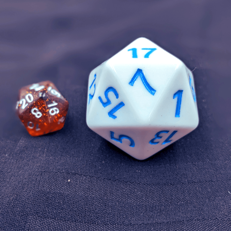 "Cloud Cookie" - 40mm Titan Dice - White Opaque with Blue- Level One Dice 