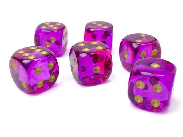 Chessex: Gemini Translucent Red-Violet w/ Gold - 16mm d6 Dice Set (12) - CHX26667 