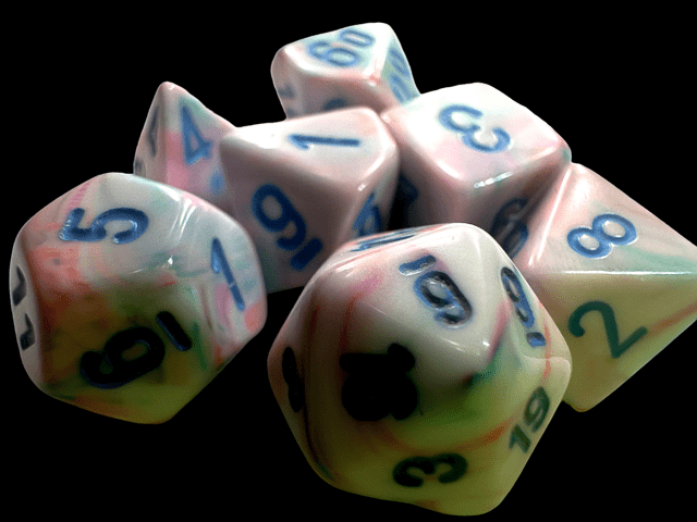 Chessex: Festive Pop Art w/ Blue - Mini Polyhedral Dice Set (7) - CHX20544 