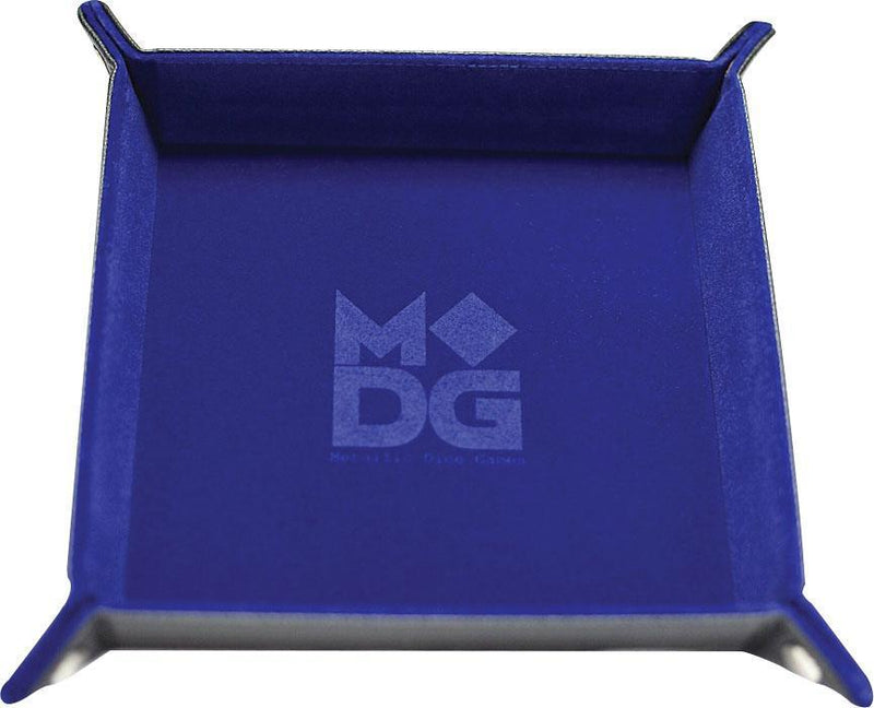 Metallic Dice Games: Velvet Folding Dice Tray Leather - Blue 10x10