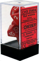 Chessex: Opaque Red w/ White - Polyhedral Dice Set (7) - CHX25404