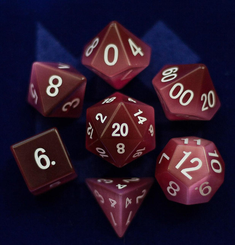 Metallic Dice Games: Pink Cat's Eye Gemstone - Polyhedral Dice Set (7)