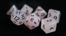 Metallic Dice Games: Engraved Rose Quartz Gemstone - Polyhedral Dice Set (7)