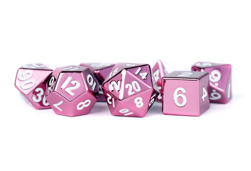Metallic Dice Games: Pink Painted Metal 16mm - Polyhedral Dice Set (7)