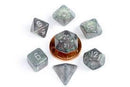 Metallic Dice Games: Stardust Gray with Silver Numbers 10mm - Mini Polyhedral Dice Set (7)