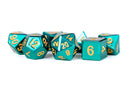 Metallic Dice Games: Turquoise Painted Metal 16mm - Polyhedral Dice Set (7)