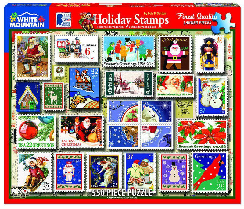 White Mountain Puzzles: Holiday Stamps - 550 Piece Puzzle