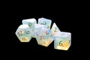 Metallic Dice Games: Engraved Opalite Gemstone - Polyhedral Dice Set (7)