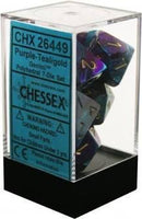 Chessex: Gemini Purple and Teal w/ Gold - Polyhedral Dice Set (7) - CHX26449