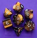 Metallic Dice Games: Engraved Tiger's Eye Gemstone - Polyhedral Dice Set (7)