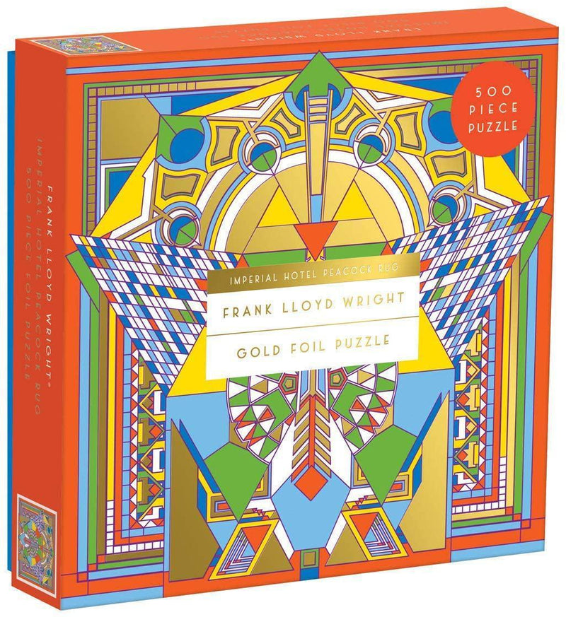 Galison Puzzles: Frank Lloyd Wright - Imperial Hotel Peacock Rug - 500 Piece Foil Puzzle