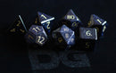 Metallic Dice Games: Engraved Blue Sandstone Gemstone - Polyhedral Dice Set (7)