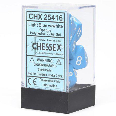 Chessex: Opaque Light Blue w/ White - Polyhedral Dice Set (7) - CHX25416