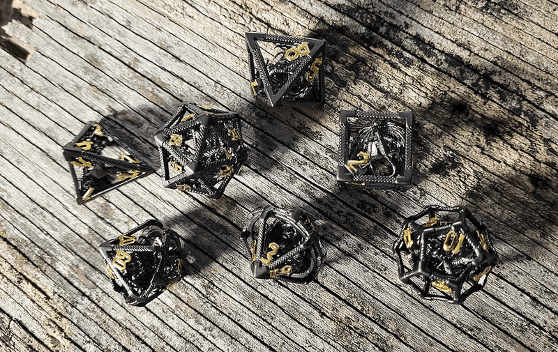 Forged Gaming: Caged Shadow - 7 Set of Metal Dice 