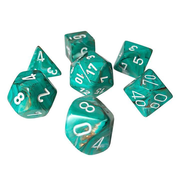 Chessex: Marble - Oxi-Copper w/ White Polyhedral Dice (7) (CHX27403)