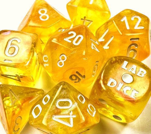 Chessex: Borealis Luminary - Canary Yellow w/ White Lab Polyhedral Dice Set (7) (CHX30053) 