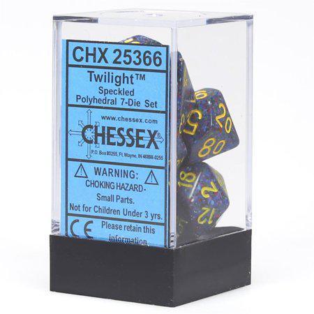 Chessex: Blue w/ Yellow Speckled Twilight - Polyhedral Dice Set (7) - CHX25366