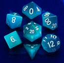 Metallic Dice Games: Aquamarine Cat's Eye Gemstone - Polyhedral Dice Set (7)