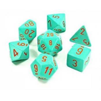 Chessex: Heavy Turquoise w/ Orange Lab Polyhedral Dice Set (7) (CHX30039)