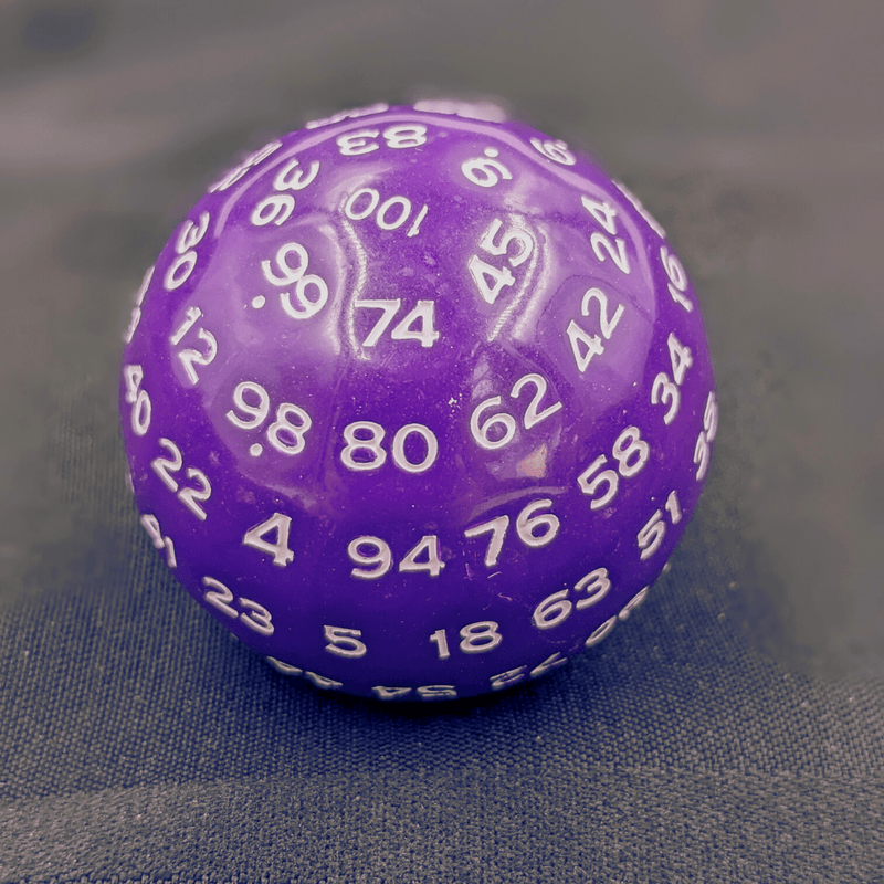 "Grape Jawbreaker" - Purple Opaque with White D100 - Level One Dice 