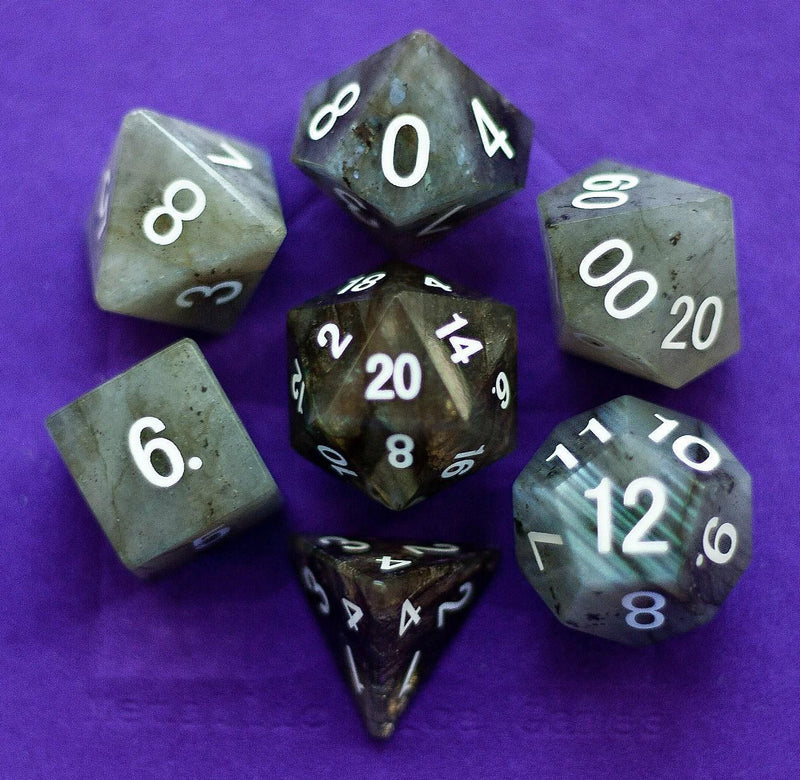 Metallic Dice Games: Labradorite Gemstone - Polyhedral Dice Set (7)