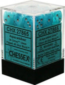 Chessex: Cirrus Aqua w/ Silver - 12mm d6 Dice Set (36) - CHX27865