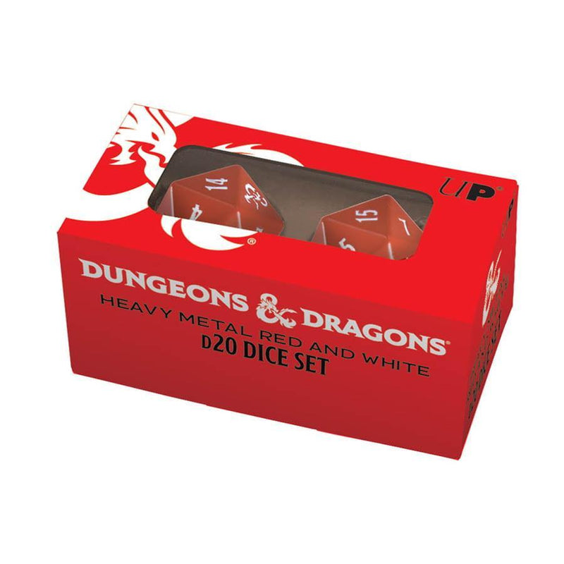 Ultra Pro: Dungeons & Dragons - Heavy Metal Dice 2D20 Set - Red And White 