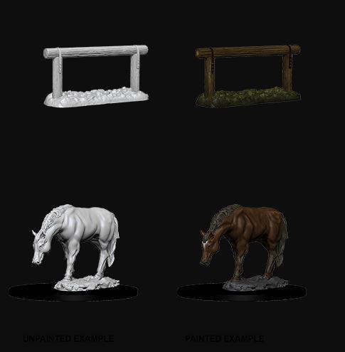 Pathfinder Deep Cuts Miniatures - Horse & Hitch Post - Unpainted (WZK73862)