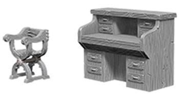 Pathfinder Deep Cuts Miniatures: Desk & Chair - Unpainted (WZK73362)
