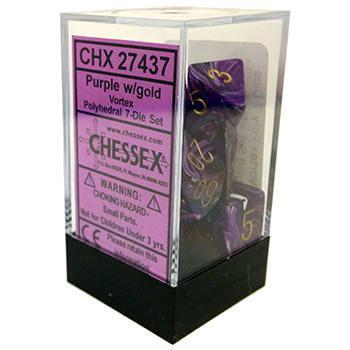 Chessex: Vortex Purple w/ Gold - Polyhedral Dice Set (7) - CHX27437