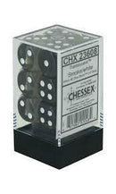Chessex: Translucent Smoke w/ White - 16mm d6 Dice Set (12) - CHX23608