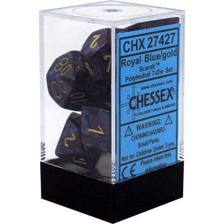 Chessex: Scarab Royal Blue w/ Gold - Polyhedral Dice Set (7) - CHX27427